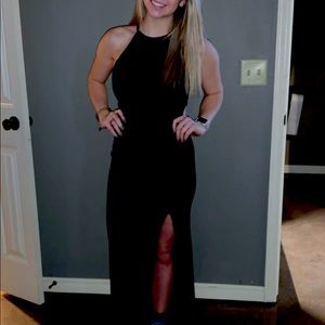 Black Sherri Hill Open Back Prom Dress